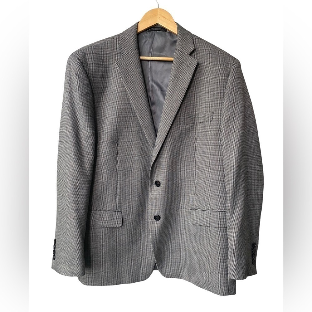 Lauren Ralph Lauren‎ Gray Brown Black Long Sport Coat Blazer Size 46 Regular
